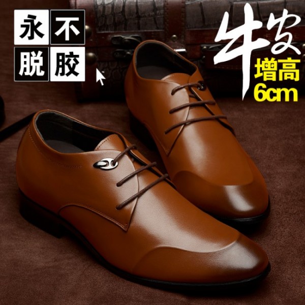 New Men 2.36Inches/6CM Extra Height Tuxedo Elevator Derby Shoes