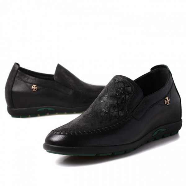 2.36Inches/6CM Black Leather Elevator Drivers Shoes