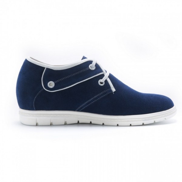 2.36Inches/6CM Blue Suede Lace-up Height Gain Elevator Shoes