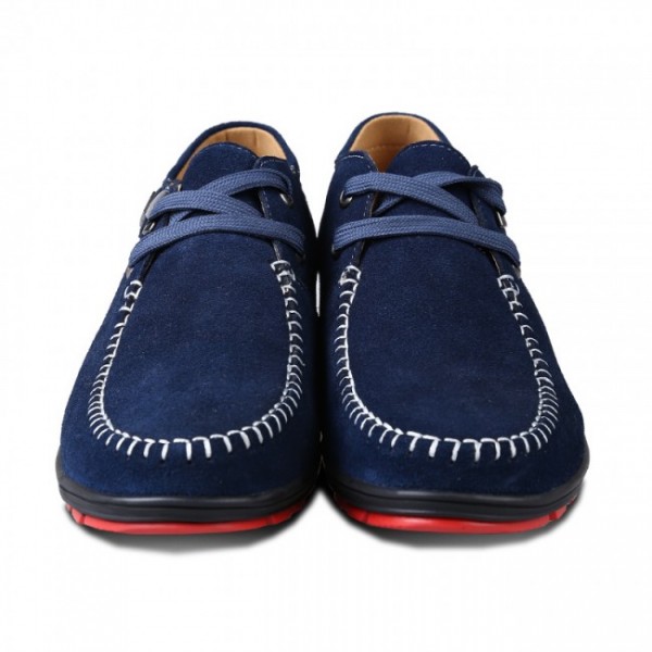 2.36Inches/6CM Dark Blue Suede Leather Lace-up Casual Shoes