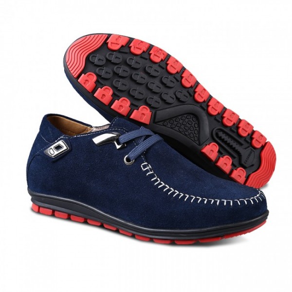 2.36Inches/6CM Dark Blue Suede Leather Lace-up Casual Shoes