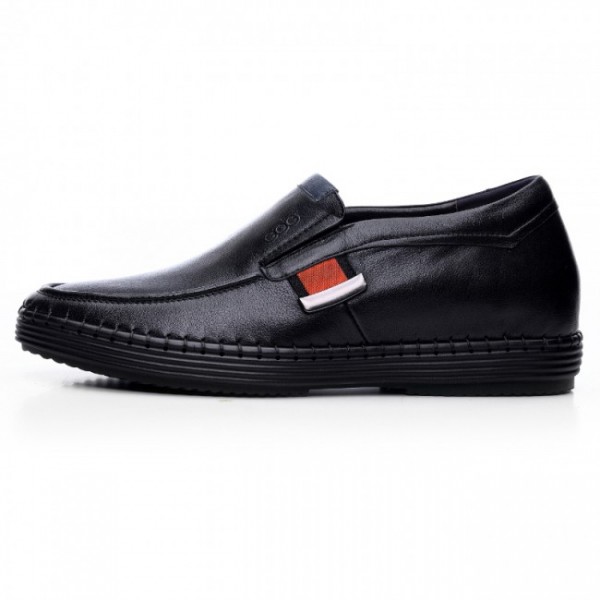 2.36Inches/6CM Black Sole Loafers Elevated Boat Crease Height Shoes