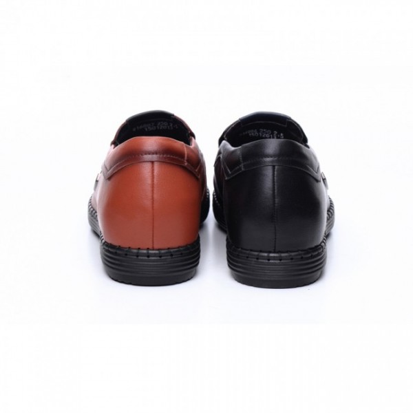 2.36Inches/6CM Black Sole Loafers Elevated Boat Crease Height Shoes