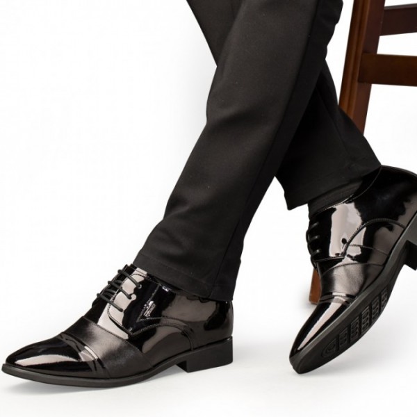 Luxurious 2.75Inches/7CM Black Heighten Wedding Bridegroom Elevator Formal oxford Shoes