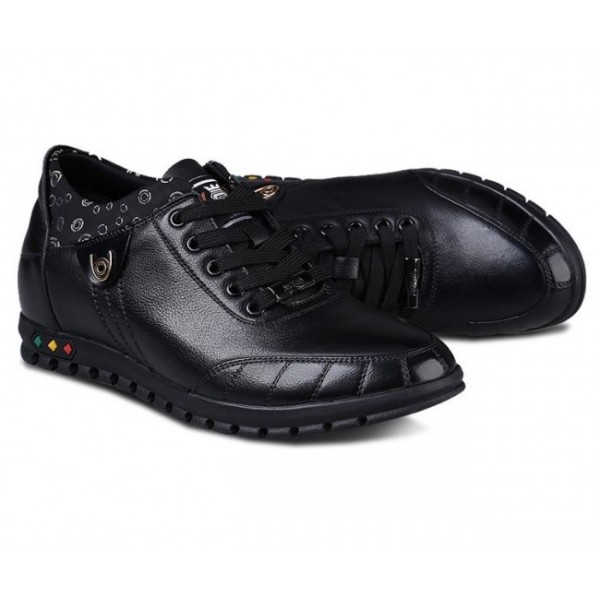 2.36 Inches/6CM Black Calf Leather Elevated Casual Shoes