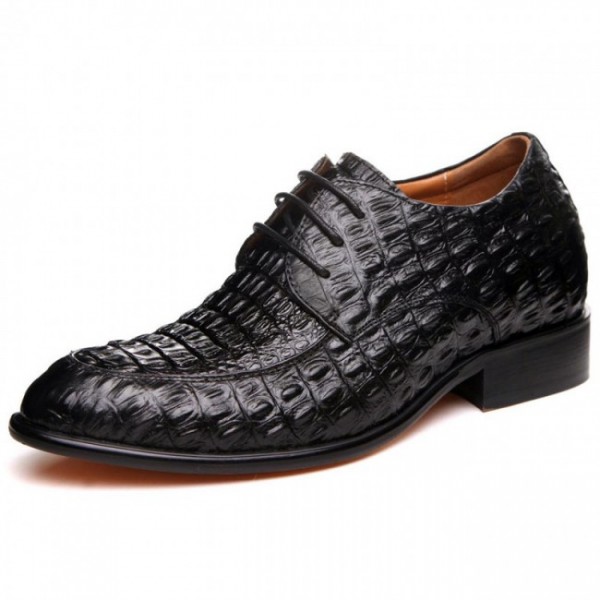 Popular handmade crocodile Formal Shoes Increase Height 2.56Inches/6.5CM Lace-Up Dress Shoes
