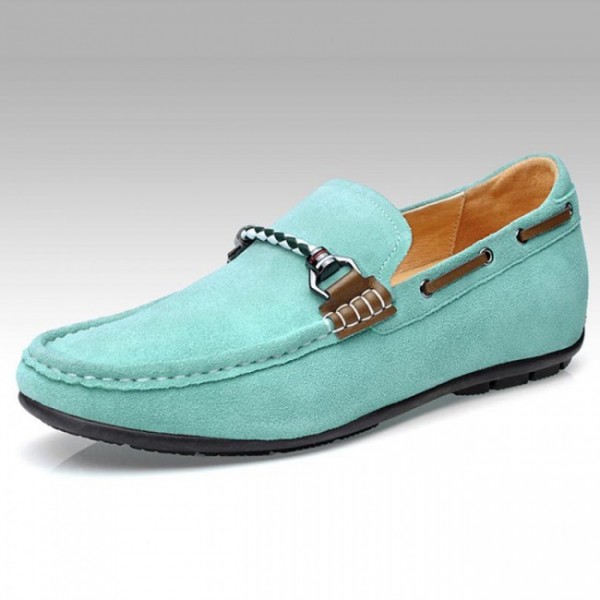 2.2Inches/5CM Green Suede Leather Loafers Height Boat Shoes