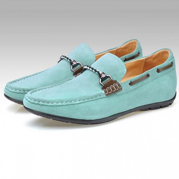 2.2Inches/5CM Green Suede Leather Loafers Height Boat Shoes