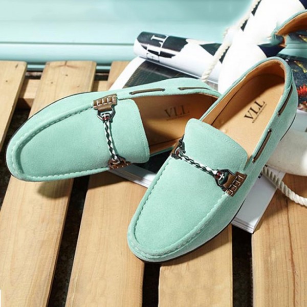 2.2Inches/5CM Green Suede Leather Loafers Height Boat Shoes