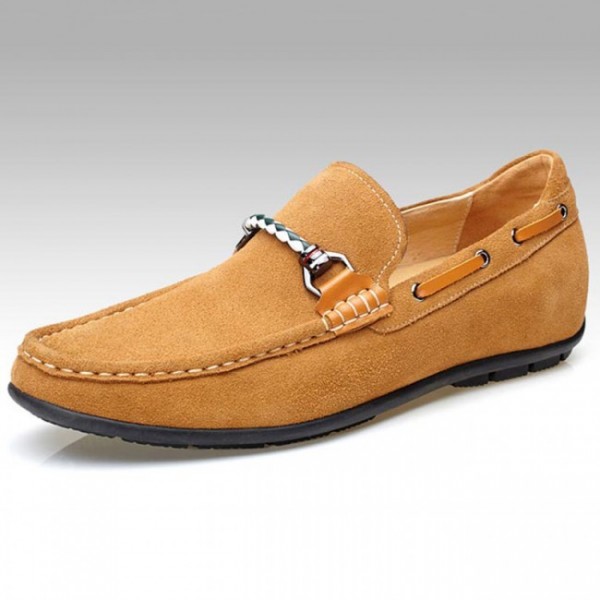 2.2Inches/5CM Aller Yellow Suede Leather Loafers Boat Shoes