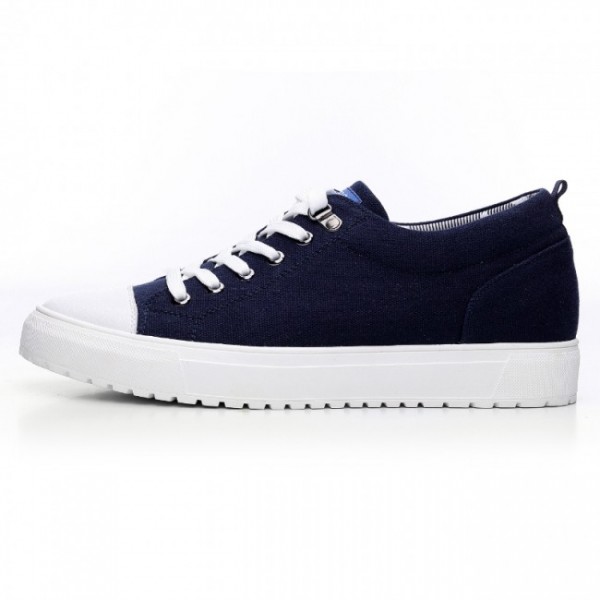 2.36Inches/6CM Blue Korean Lace Up Sneakers Canvas Elevator Shoes