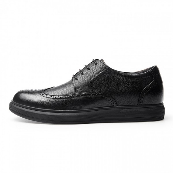 2.4Inch / 6cm Black Wing Tip Elevator Dressy Shoes Business Brogue Shoes