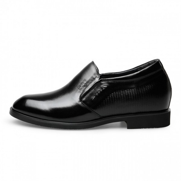 2.4Inches/6CM Black Plain Slip On Dress Loafers Formal Elevator Shoes