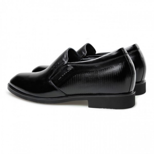 2.4Inches/6CM Black Plain Slip On Dress Loafers Formal Elevator Shoes