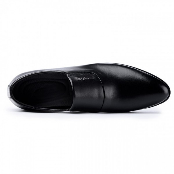 2.4Inch / 6cm Black Men Elevator Business Loafers Slip On Tuxedo Shoes