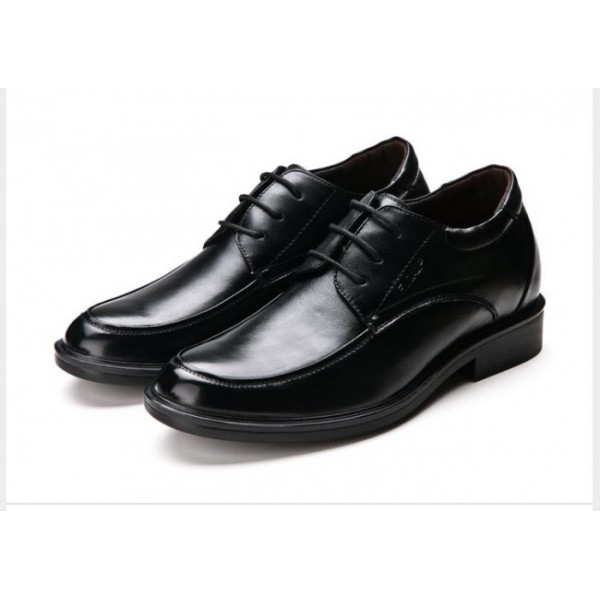 2.36Incheses/6CM Black/Hidden Height Brown Cow Oxfords Lift Shoes