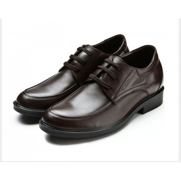 2.36Incheses/6CM Black/Hidden Height Brown Cow Oxfords Lift Shoes